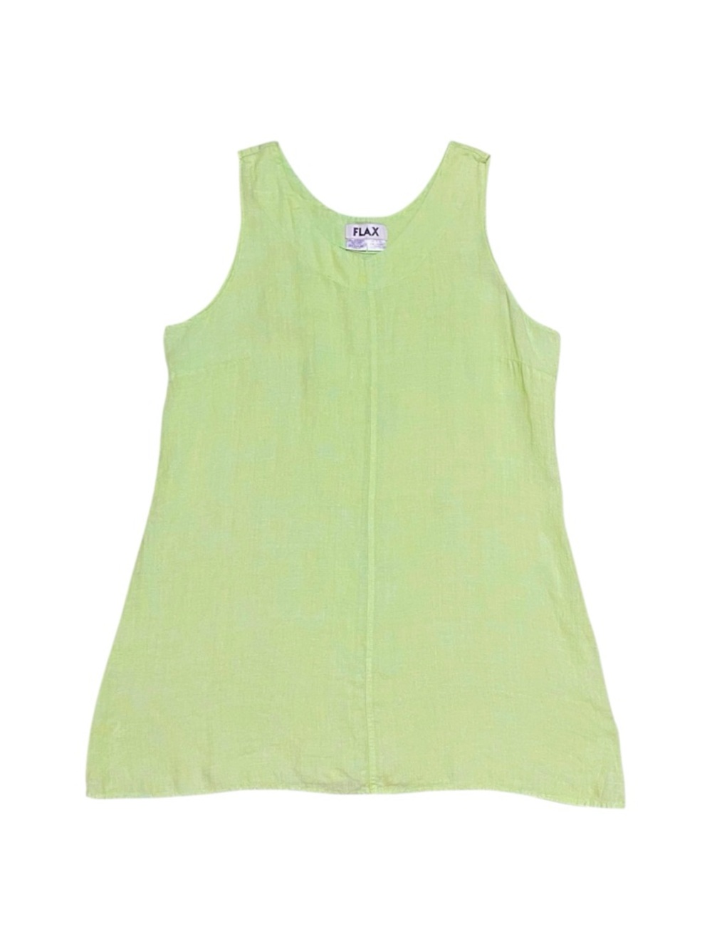 FLAX Linen Tunic Top Women’s Medium Green Sleeveless Relaxed